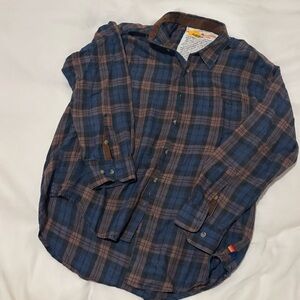 Aviator Nation Blue and Brown Plaid Button-Down Shirt